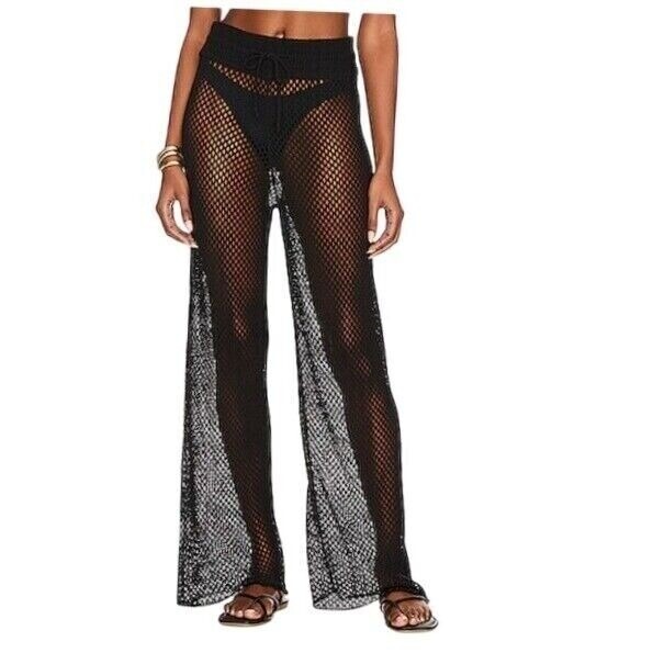 Nwt Weworewhat Crochet Crawford Pants Cover-Up Drawstring Black Size M